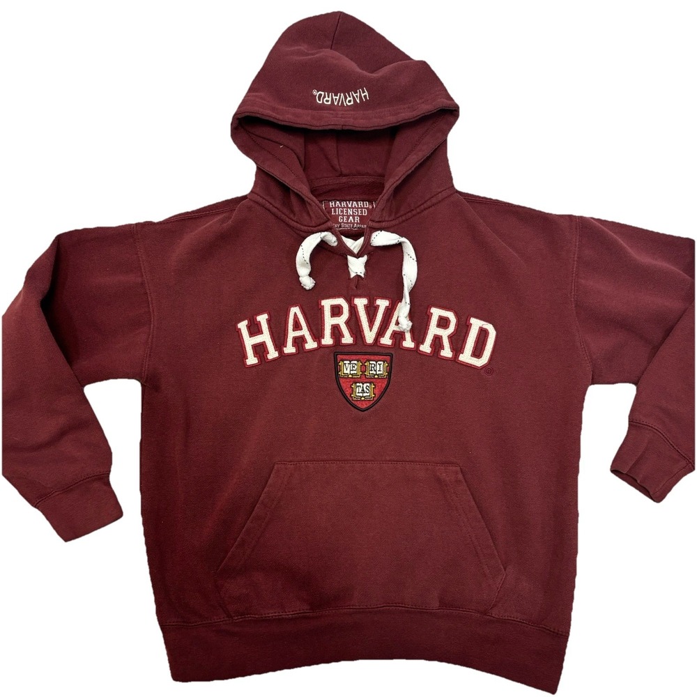 Y2K Harvard Licensed Gear Embroidered Hoodie Sweatshirt Sz S Hooded Unisex